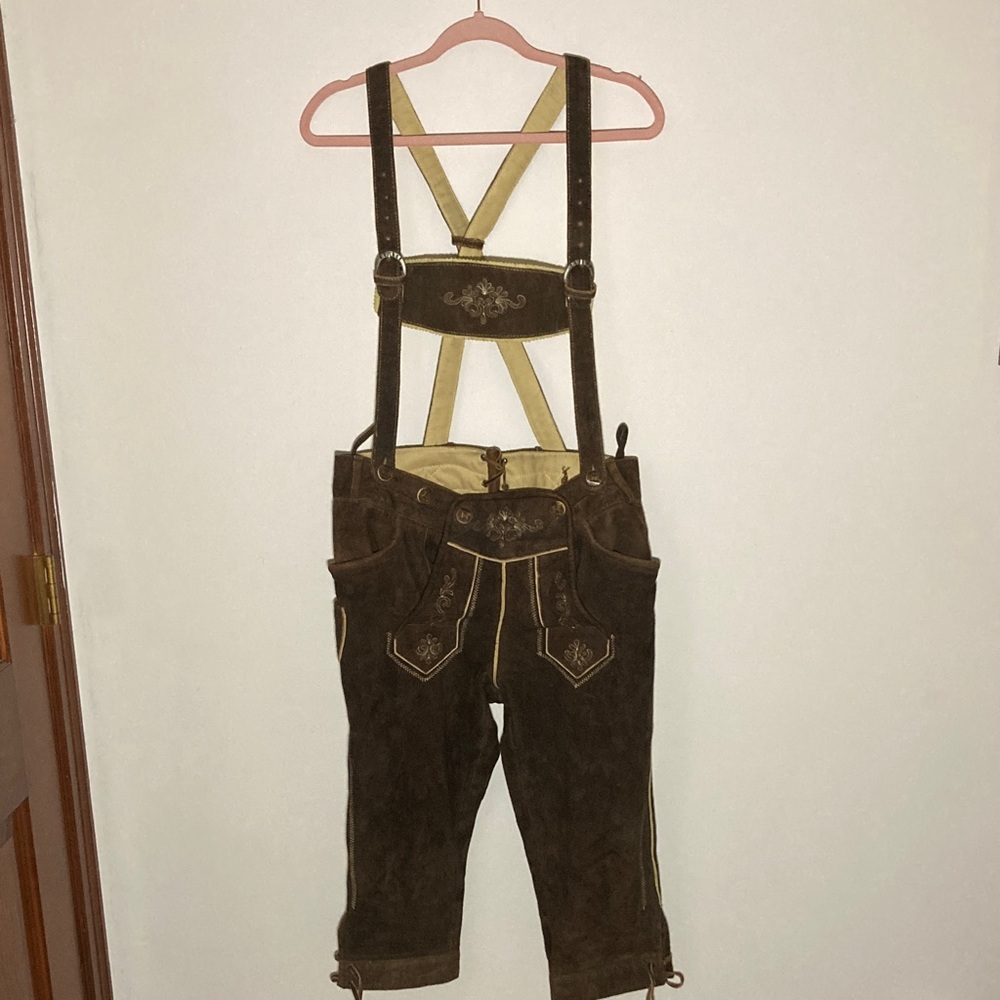 100% Genuine Leather AirSach October Fest Mens Shorts Bavarian Overalls